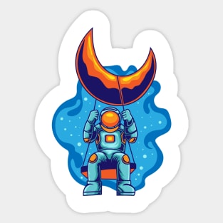 Astronaut Playing Swim In Space Sticker